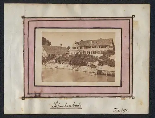Fotografie unbekannter Fotograf, Ansicht Lindau / Bodensee, Schachenbad, Badeanstalt 1872