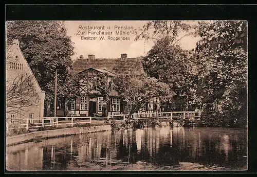AK Farchau, Restaurant und Pension Zur Farchauer Mühle mit Teich