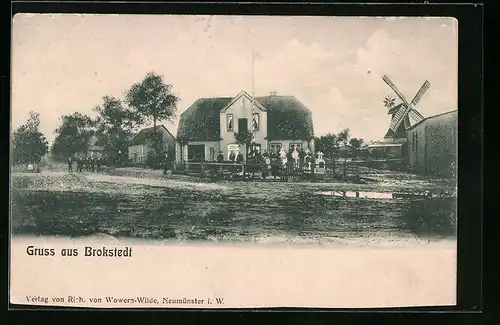 AK Brokstedt, Haus, Gräber und Windmühle