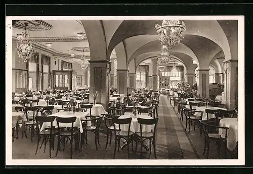 AK München, Hotel Deutscher Hof, Cafe-Restaurant Fahrig, Am Karlstor, Innenansicht