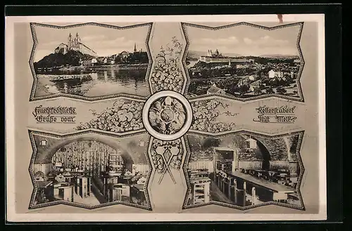 AK Melk, Gasthaus Kellerstüberl im Stift Melk, Innenansicht, Teilansicht