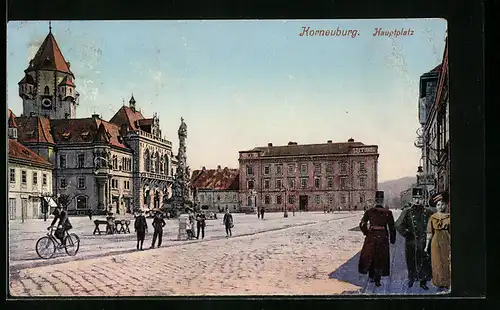 AK Korneuburg, Hauptplatz mit Denkmal