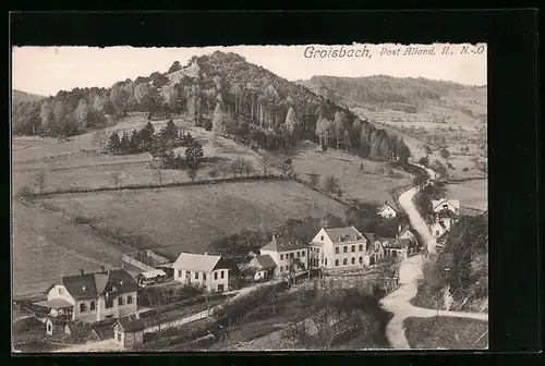 AK Alland-Groisbach, Ortsansicht aus der Vogelschau