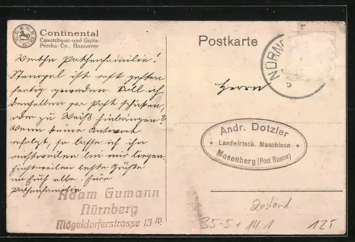 Künstler-AK Reklame für Continental-Pneumatic, Familie bei einer Fahrrad-Tour ins Grüne