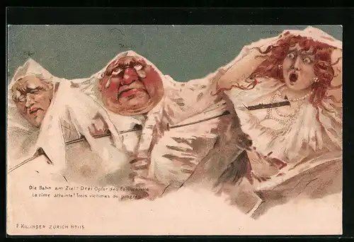 Lithographie Killinger Nr. 115: Eiger, Mönch und Jungfrau von der Eisenbahn durchbohrt, Berggesichter