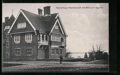 AK Eckernförde, Herrenhaus Hemmelmark mit Blick auf den See