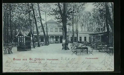 Mondschein-AK Hamburg-Wandsbek, Hotel-Pension Gross-Jüthorn, Vorderansicht