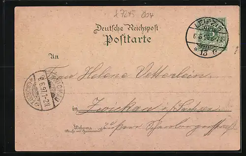 Lithographie Mühle Lindhardt, Gast- und Logierhaus Mühle Lindhardt, Garten, Eingang