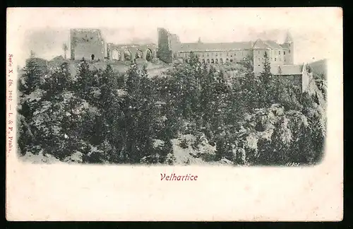 Relief-AK Velhartice, Ansicht vom Schloss