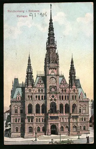 Relief-AK Reichenberg / Liberec, Ansicht vom Rathaus
