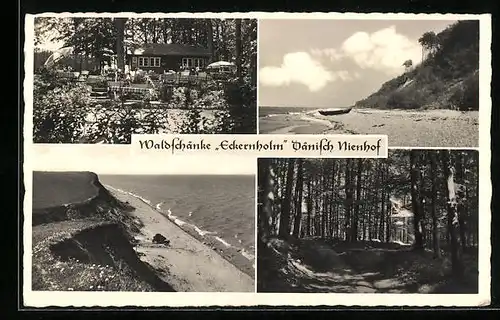 AK Dänisch Nienhof, Gasthaus Waldschänke Eckernholm, Steilküste