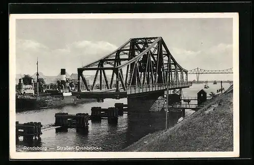 AK Rendsburg, Partie der Strassen-Drehbrücke