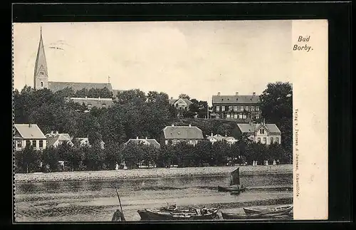 AK Bad Borby, Teilansicht mit Kirche