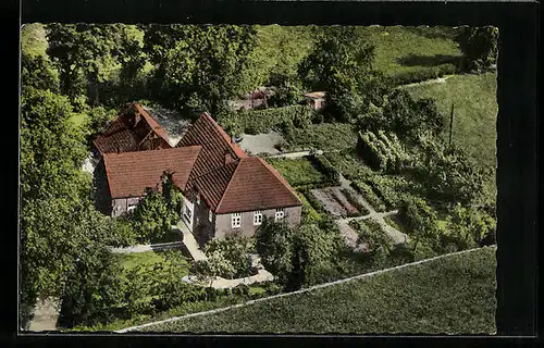 AK Rorup-Holsterbrink, Fliegeraufnahme des Gasthauses zum Wiesengrund