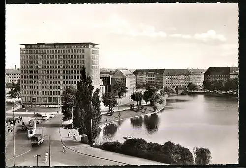 AK Kiel, Partie am kl. Kiel mit Strassenbahn