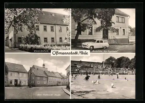 AK Ossmannstedt /Thür., Wielandschule und Schwimmbad