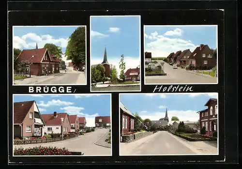 AK Brügge /Holstein, Kirche und Strassenpartien