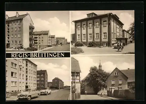 AK Regis-Breitingen, Ortspartie mit Kirche, Strassenpartien