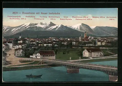 AK Rosenheim, Neue Innbrücke, Breitenberg