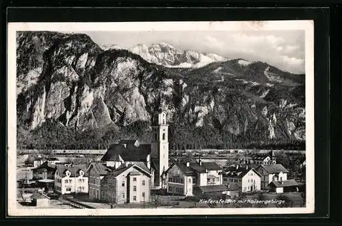 AK Kiefersfelden, Ortsansicht mit Kaisergebirge