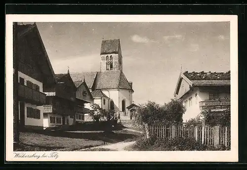 AK Wackersberg b. Tölz, Ortsansicht mit Kirche