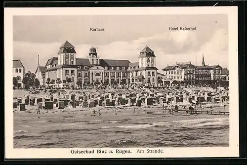 AK Binz a. Rügen, Ostseebad, Kurhaus und Hotel Kaiserhof am Strande