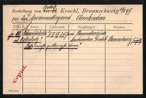 AK Braunschweig, G. H. Kroehl, Bergwerks- und Hüttenprodukte