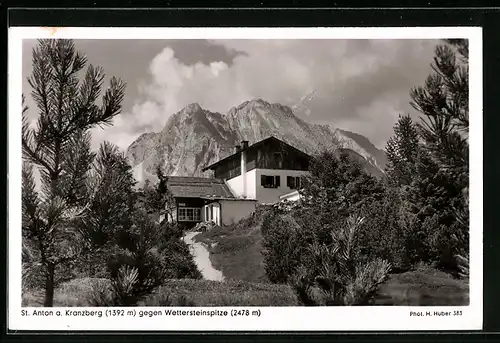 AK St. Anton a. Kranzberg, Ortspartie gegen Wettersteinspitze