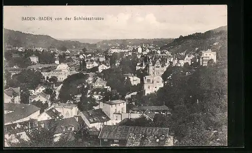 AK Baden-Baden, Teilansicht von der Schlossstrasse aus gesehen