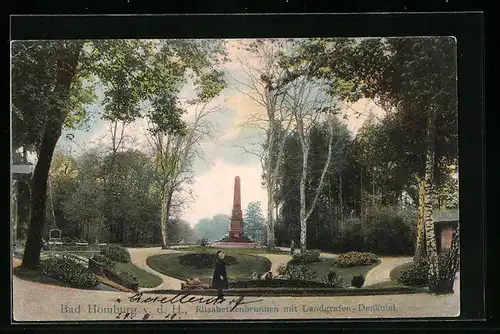 AK Bad Homburg v. d. H., Elisabethenbrunnen mit Landgrafen-Denkmal