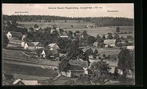 AK Kessel-Regensberg /Isergebirge, Kolonie mit Kesselkretscham und Kesselschloss