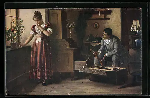 Künstler-AK Carl Zewy: Als ich Abschied nahm, Le Départ