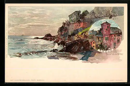 Künstler-AK Manuel Wielandt: Recco, Strandpartie am Felsenufer