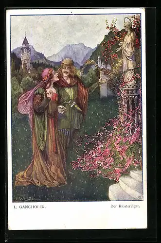 Künstler-AK T. Welzl: Der Klosterjäger