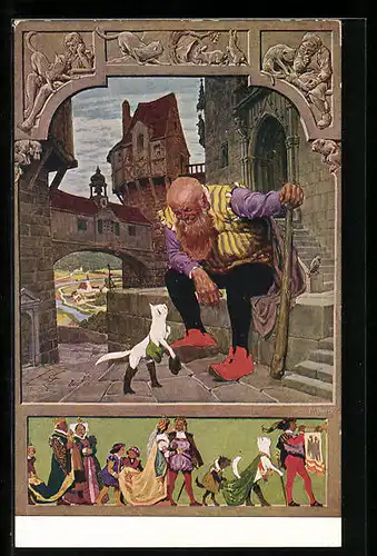 Künstler-AK Paul Hey: Szene aus dem Märchen Der gestiefelte Kater