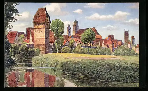 Künstler-AK J. Marschall: Dinkelsbühl, Blick von Osten