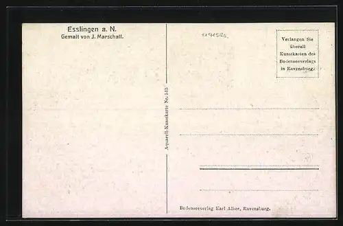 Künstler-AK J. Marschall: Esslingen a. N., Teilansicht der Stadt