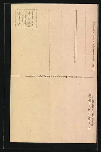 Künstler-AK J. Marschall: Dinkelsbühl, Turmstrasse mit Kirchturm