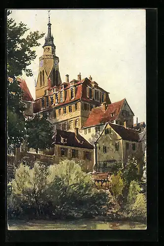 Künstler-AK Tübingen, Partie an der alten Aula