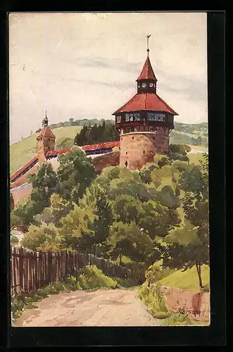 Künstler-AK Esslingen a. N., an der Burg