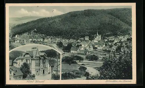 AK Schmitten /Taunus, Hotel Wenzel, Gesamtansicht mit Kirche