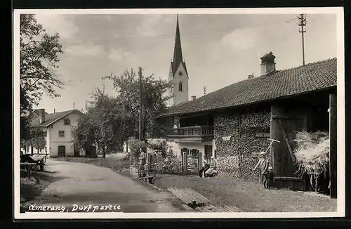 AK Amerang, Dorfpartie mit Kirche