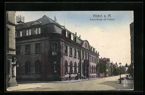 AK Höchst a. M., Kaiser-Strasse mit Postamt