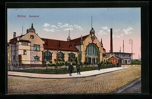AK Witten, Bahnhof mit Vorplatz