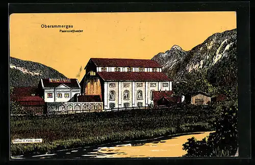 Künstler-AK Eugen Felle: Oberammergau, Ansicht vom Passionstheater