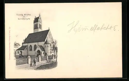 AK Günzburg, Ansicht der Evang. Kirche