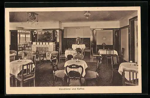 AK Badenweiler, Schwarzwald-Hotel, Innenansicht Konditorei und Kaffee