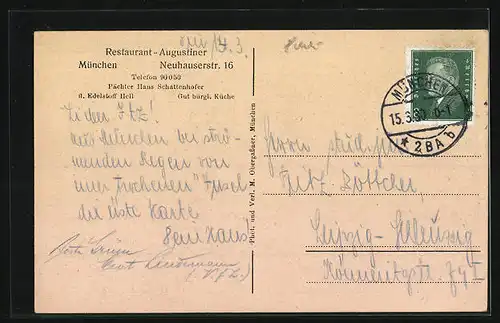 AK München, Restaurant Augustiner, Neuhauserstr. 16