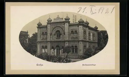 AK Gotha, Blick zur Freimaurerloge