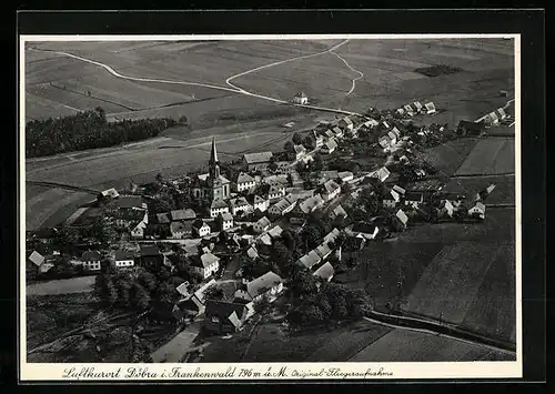 AK Döbra /Frankenwald, Fliegeraufnahme des Dorfes